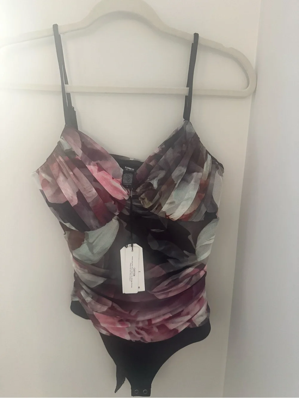 NWT - Express Floral Sheer Ruched Bodysuit